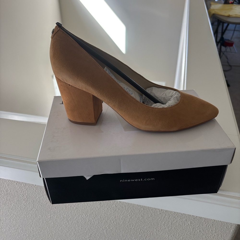 Nine West Tan Suede Block Heels